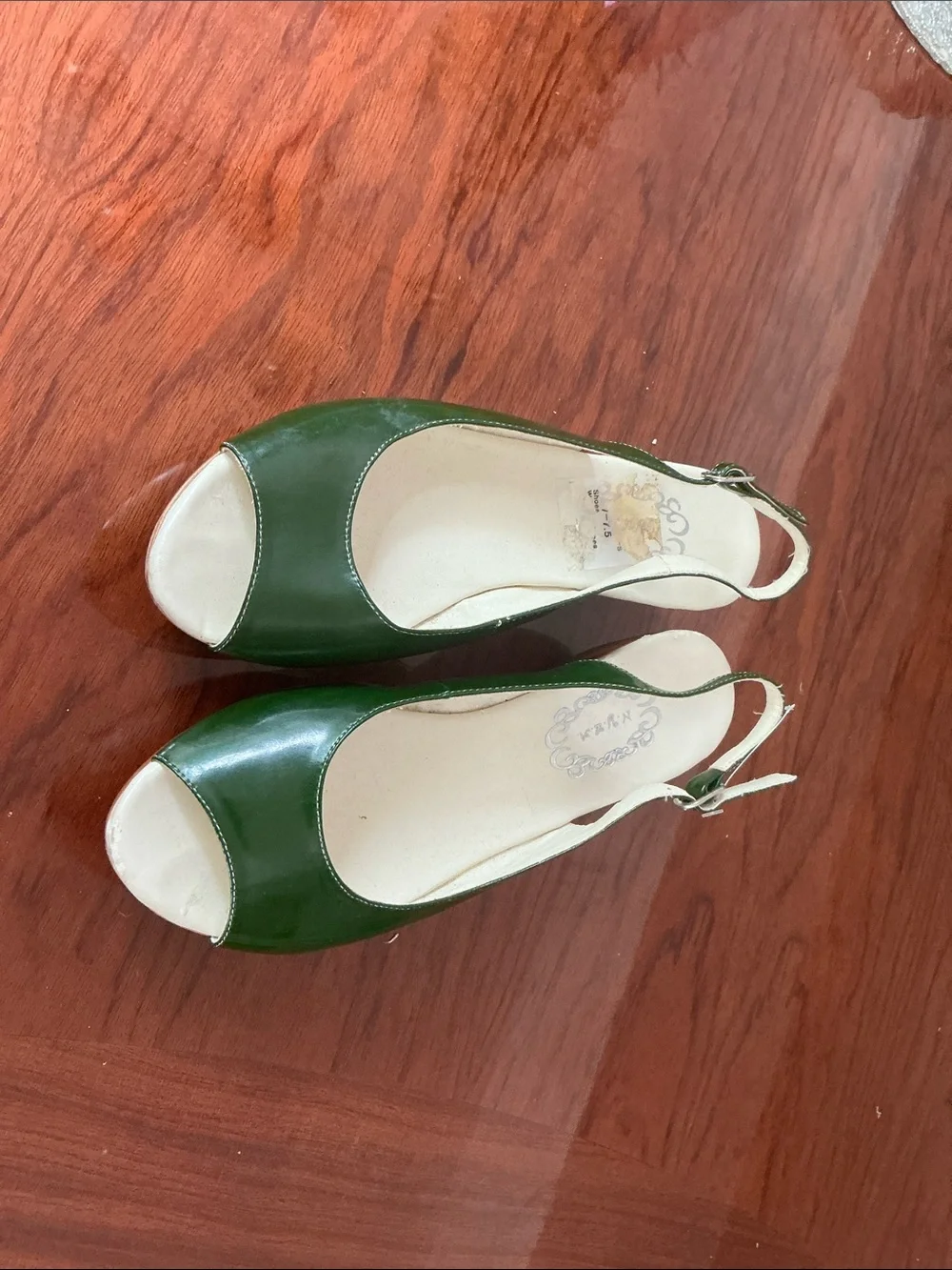 Green Slingback Wedge Sandals - Women